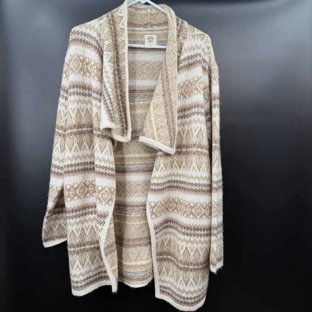 Good Hart Matilda Jane Deveaux Bank Womens Fair Isle Oversized Cardigan Sz M